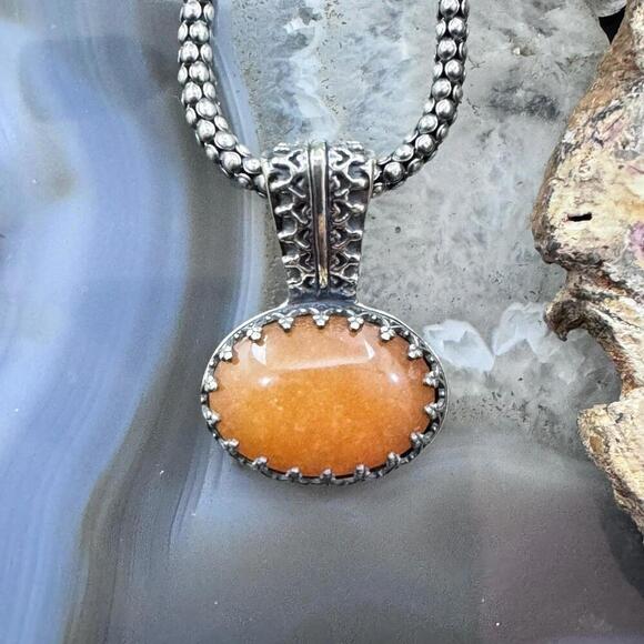 Carolyn Pollack Sterling Oval Carnelian Country Couture Pendant With Necklace - Picture 2 of 10